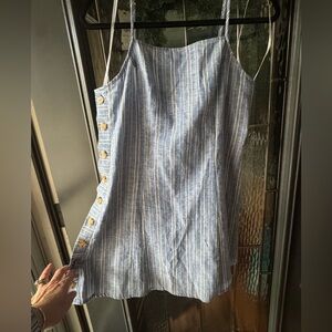 LULU’s Blue Striped Button-Down Dress